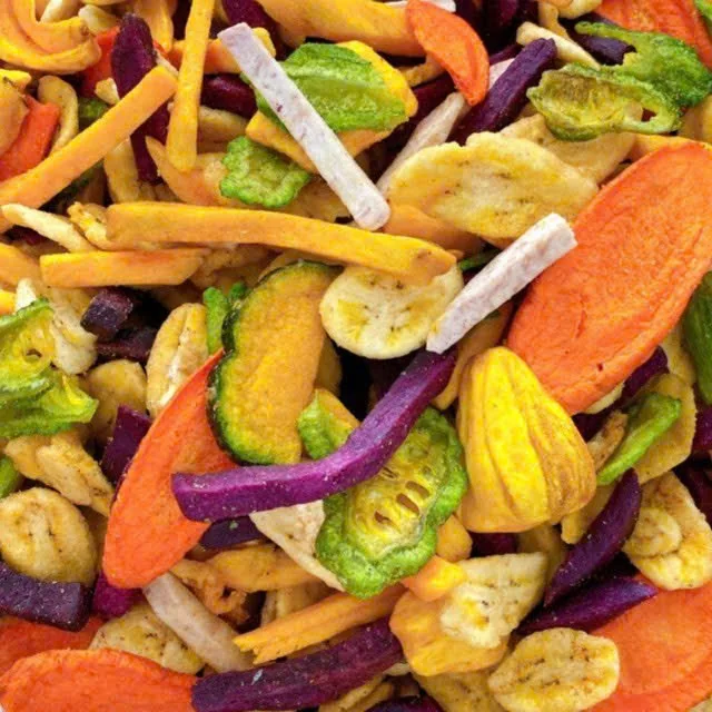 Dried fruit and vegetable snack selection